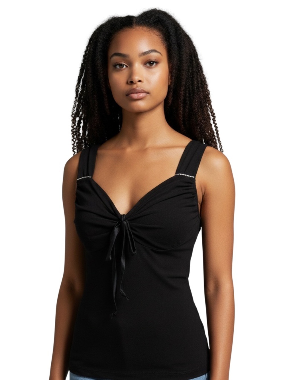 Laundry by Shelli Segal Black Tie-Front Bandeau Tank Size S Cami Date Going Out - Picture 8 of 8